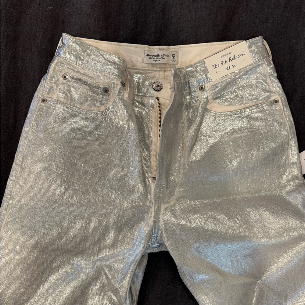 Abercrombie & Fitch Metallic Silver Jeans